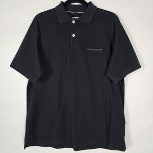 Vintage Porsche Cars 100% Cotton Mens XL Short Sleeve Black Polo